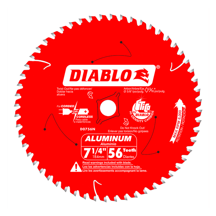 7-1/4 in x 56 Tooth Thick Aluminum Cutting Saw Blade
