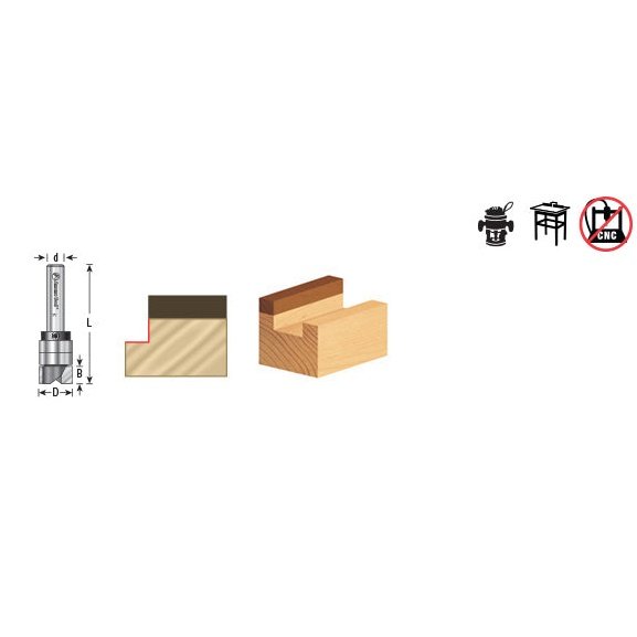 Carbide Tipped Flush Trim Plunge Template 3/8 Dia x 1/2 x 1/4 Inch Shank