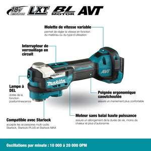 Cordless Toolless Multi Tool with Brushless Motor and AVT Tool Only