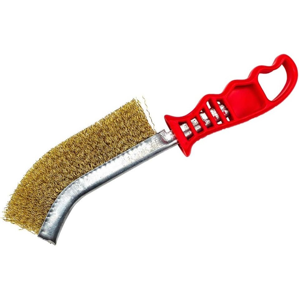 Curved Handle Brush With Scraper 13 1/2