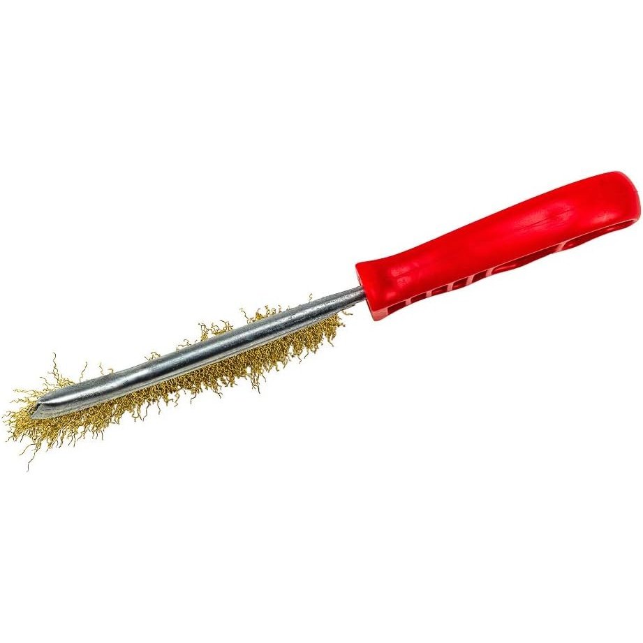 Curved Handle Brush With Scraper 13 1/2