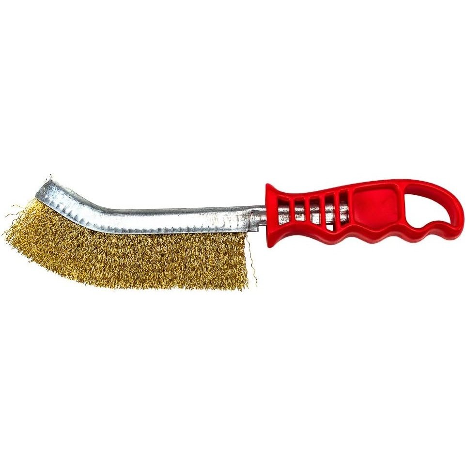 Curved Handle Brush With Scraper 13 1/2