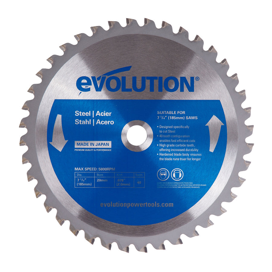 Evolution 7-1/4 In. 40T, 25/32 In. Arbor, Tungsten Carbide Tipped Mild Steel And Ferrous Metal Cutting Blade