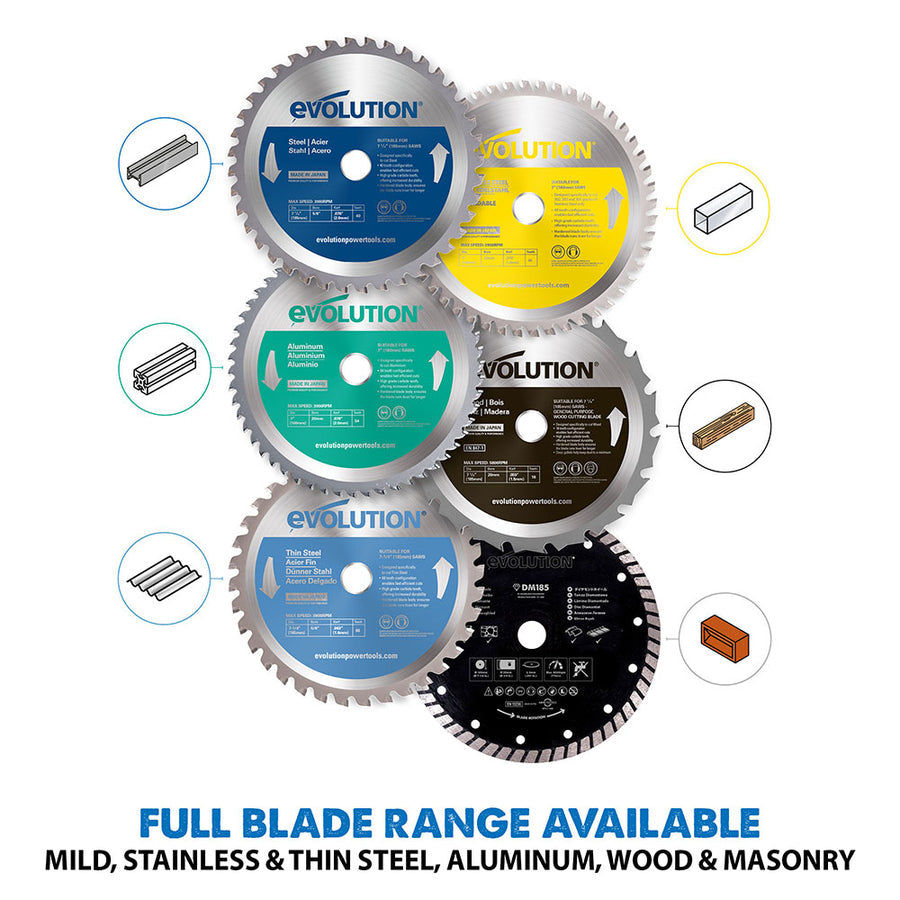 Evolution 7-1/4 In. 40T, 25/32 In. Arbor, Tungsten Carbide Tipped Mild Steel And Ferrous Metal Cutting Blade