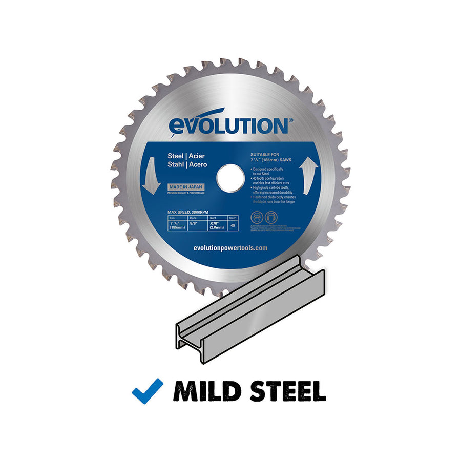 Evolution 7-1/4 In. 40T, 25/32 In. Arbor, Tungsten Carbide Tipped Mild Steel And Ferrous Metal Cutting Blade