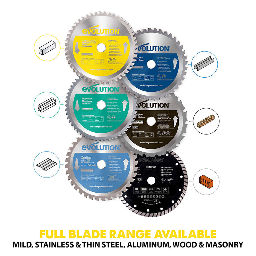 Evolution 7-1/4 In. 48T, 25/32 In. Arbor, Tungsten Carbide Tipped Stainless Steel Cutting Blade