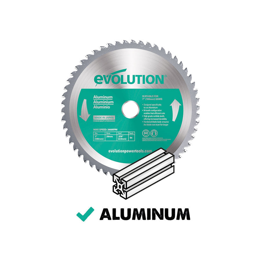 Evolution 7 In. 54T, 25/32 In. Arbor, Tungsten Carbide Tipped Aluminum And Non-Ferrous Metal Cutting Blade