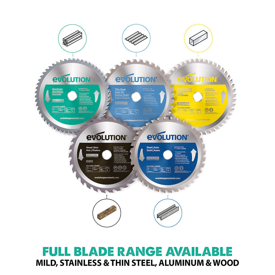 Evolution 7 In. 54T, 25/32 In. Arbor, Tungsten Carbide Tipped Aluminum And Non-Ferrous Metal Cutting Blade