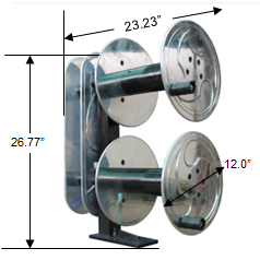 Javelin WCRAL2 - 2 Aluminum Welding Cable Reels stacked with Cord Hanger