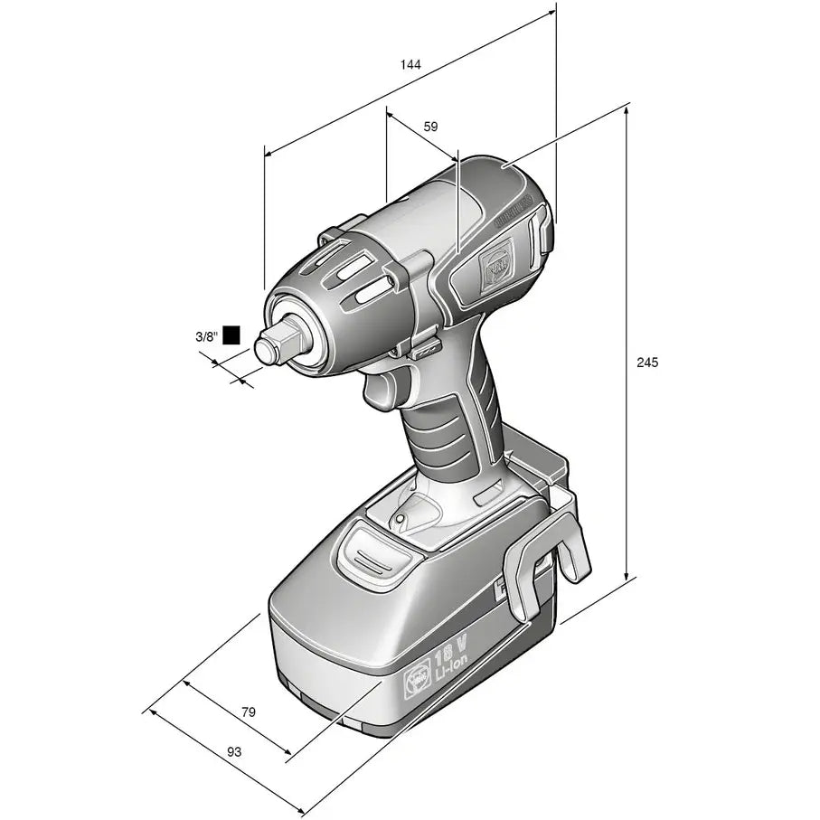 ASCD 18-300 W2 Cordless Impact Wrench 18V 6 Ah sq. Drive