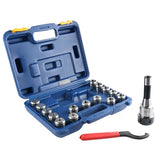 R8-OZ25 Collet Set 15 Pc/Sets , w/ 1 R8 Collet Chuck, and 1/8", 3/16", 1/4", 5/16", 3/8", 7/16", 1/2", 9/16", 5/8", 11/16", 3/4", 13/16", 7/8", 15/16" & 1" OZ25 Collets, 1 Spanner Wrench, 0223-0362