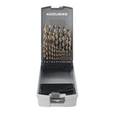 Accusize 0422-0029 - 29 Ps/set 135 Degree Split Point, M35 HSS+5% Cobalt , 1/16" - 1/2" by 1/64" Jobber Drill Set in Germany Rose-Plastic Box, Cobalt drill bit set
