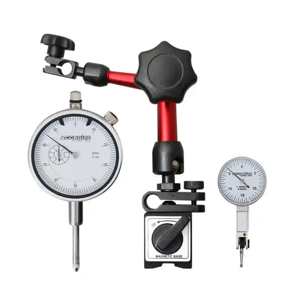 Accusize 0510-0518 - 3pc Measuring Tools Set, 1" x 0.001" Dial Indicator, 0.03" x 0.0005" Dial Test Indicator & a 30kgs Mini Magnetic Base, Professional Combo