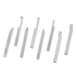 Accusize - 8 pcs H.S.S. Tool Bit Set, Pre-Ground for Turning & Facing Work, 1/4", 5/16", 3/8" & 1/2"