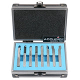 Accusize - 8 pcs H.S.S. Tool Bit Set, Pre-Ground for Turning & Facing Work, 1/4", 5/16", 3/8" & 1/2"