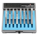 Accusize - 8 pcs H.S.S. Tool Bit Set, Pre-Ground for Turning & Facing Work, 1/4", 5/16", 3/8" & 1/2"