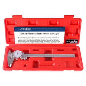 Dual Needle Precision Inch/Metric Dial Caliper, Stainless Steel 8"/200mm