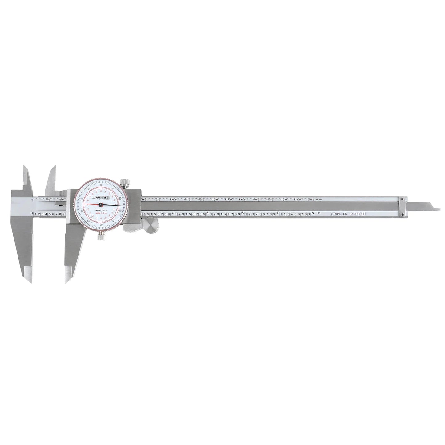 Dual Needle Precision Inch/Metric Dial Caliper, Stainless Steel 8"/200mm