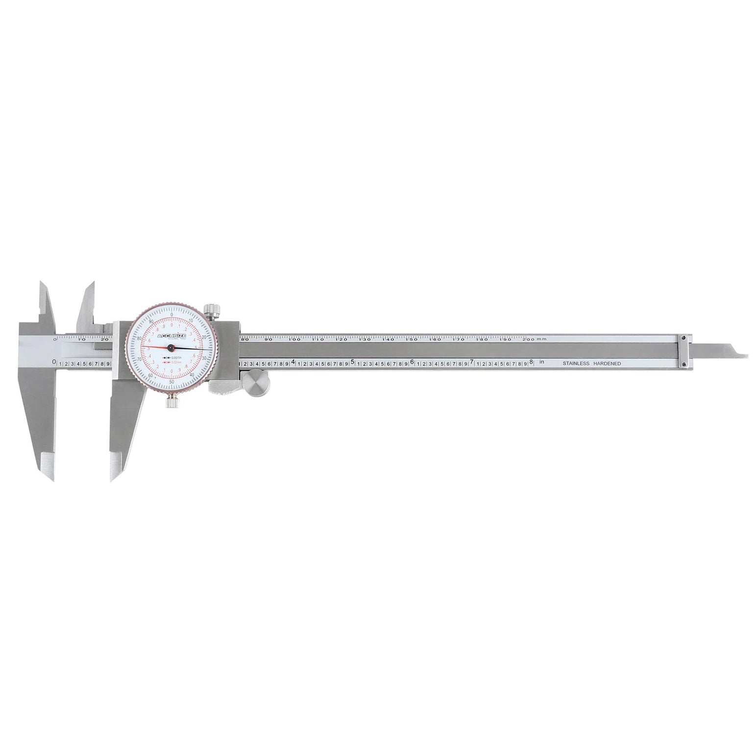 Dual Needle Precision Inch/Metric Dial Caliper, Stainless Steel 8"/200mm