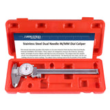 Dual Needle Precision Inch/Metric Dial Caliper, Stainless Steel 6"/150mm