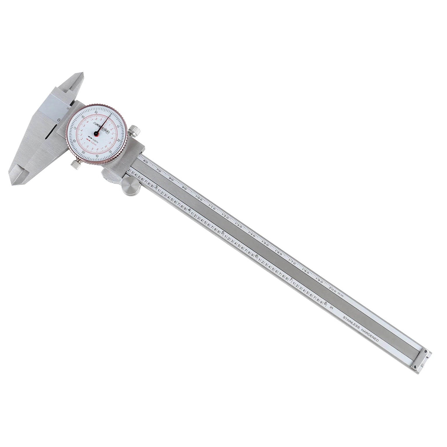 Dual Needle Precision Inch/Metric Dial Caliper, Stainless Steel 8"/200mm