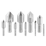 Accusize - Single Flute HSS Countersink Sets, 9 pcs/set