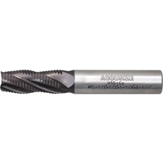 Accusize - Standard Tooth, TiAlN Coated, M42-8% Cobalt Roughing End Mills