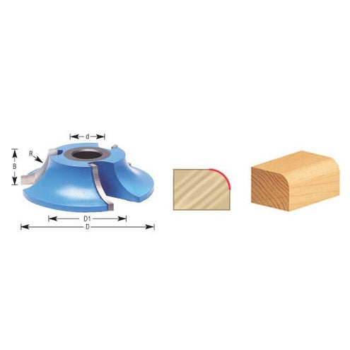 Amana 30-100 Carbide Tipped 3-Wing Heavy-Duty Corner Round 1/8" Radius x 4" Dia x 3/8" x 1-1/4" Bore
