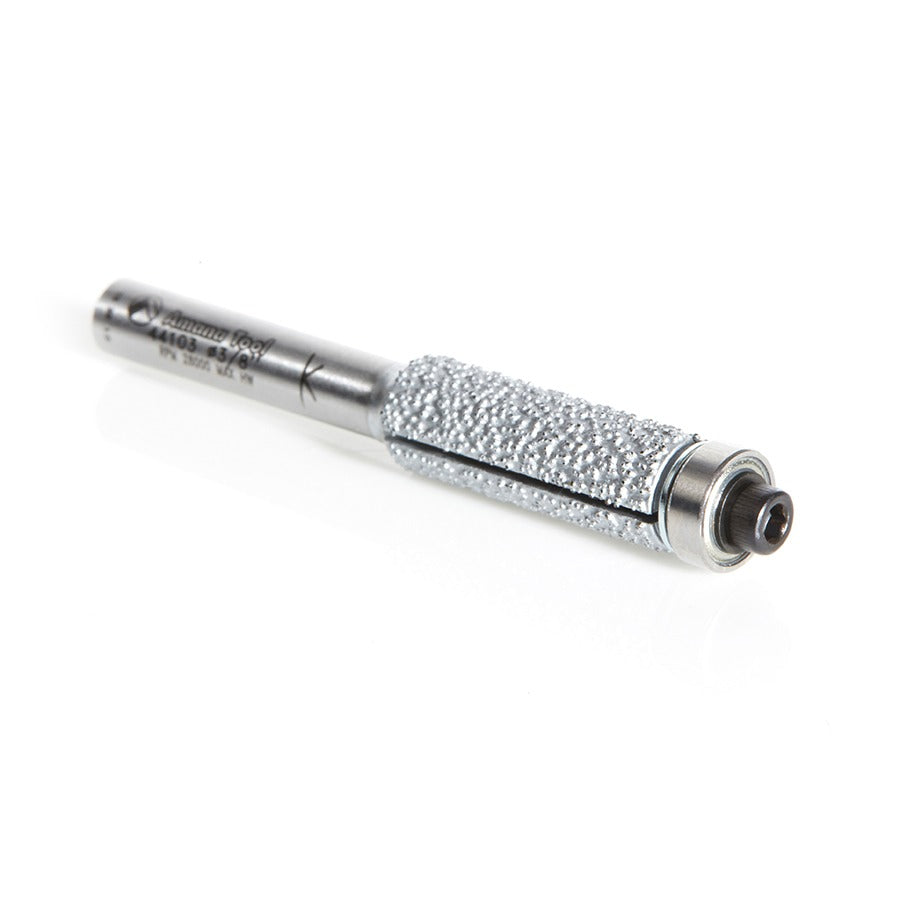 Amana 44103 Fiberglass Carbon Fiber and Composite Cutting Diamond Coated Flush Trim Grit with Ball Bearing 3/8" Dia x 1" x 1/4" Shank