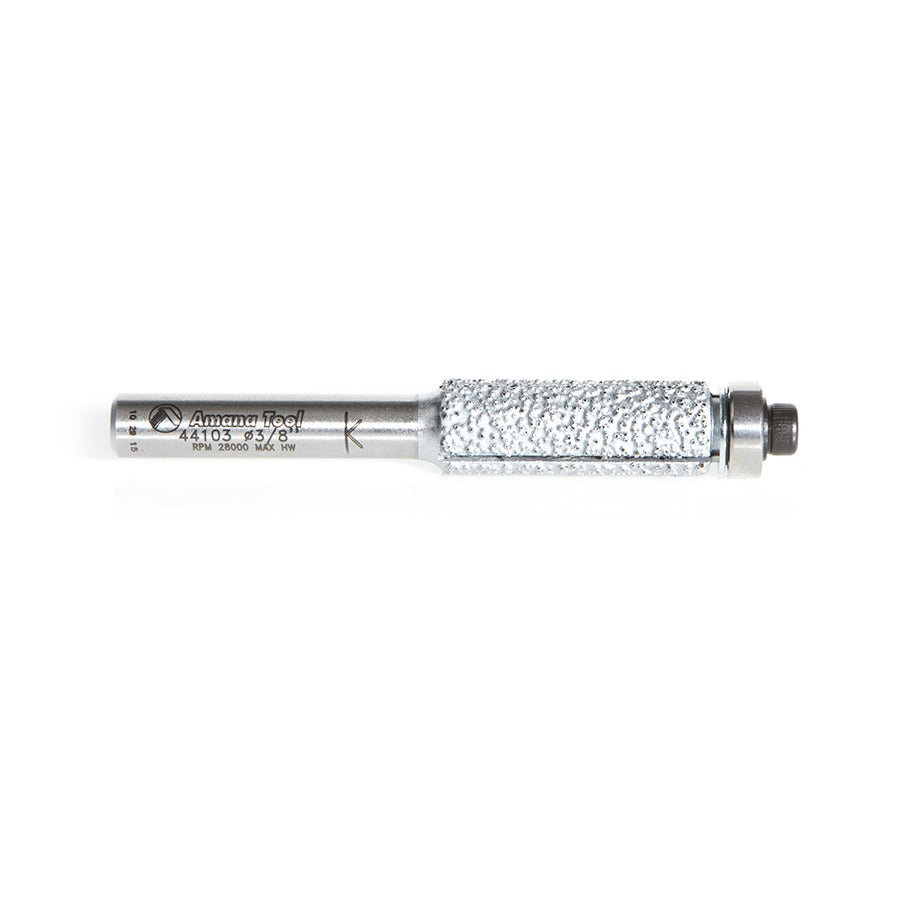 Amana 44103 Fiberglass Carbon Fiber and Composite Cutting Diamond Coated Flush Trim Grit with Ball Bearing 3/8" Dia x 1" x 1/4" Shank