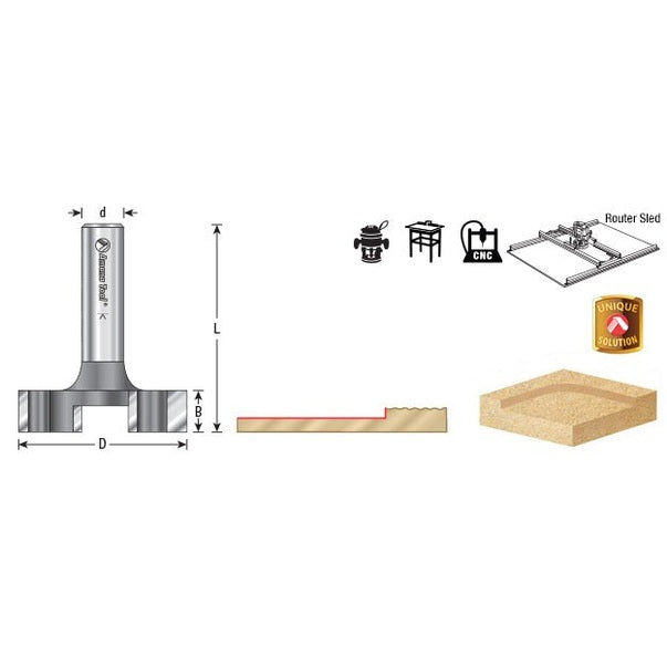 Amana 45527 arbide Tipped Spoilboard Surfacing, Rabbeting, Flycutter, Slab Leveler, Surface Planer & Flattening 2" Dia x 1/2" x 1/2" Shank Router Bit
