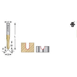 Amana 45612 "Zero-Point" 90 Degree V-Groove and Engraving 1/4" Dia x 1/8" x 1/4" Shank ZrN Coated Router Bit