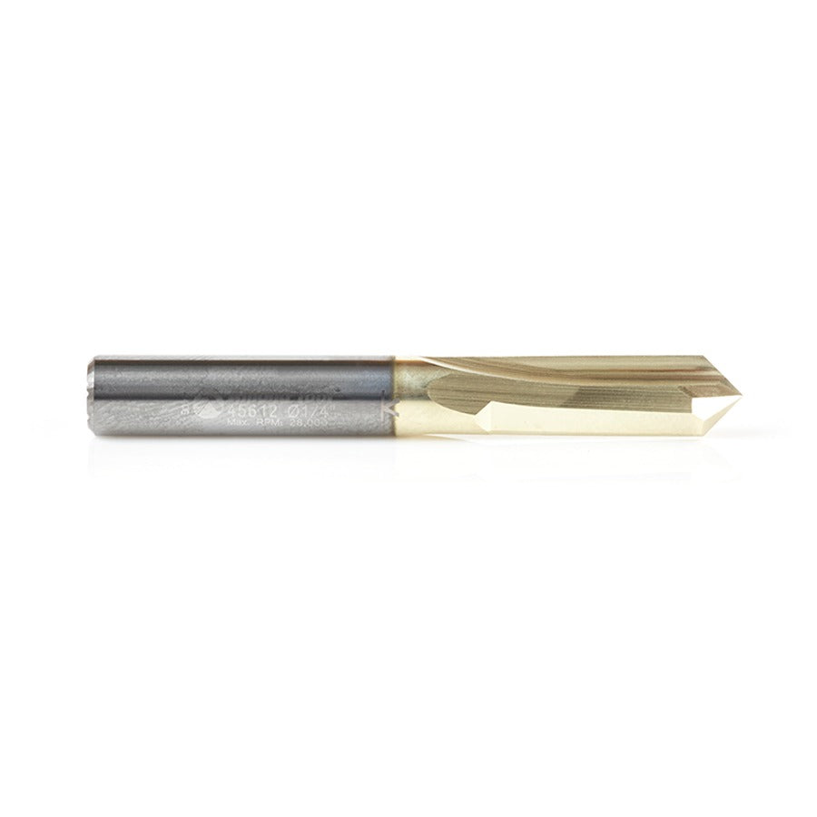 Amana 45612 "Zero-Point" 90 Degree V-Groove and Engraving 1/4" Dia x 1/8" x 1/4" Shank ZrN Coated Router Bit