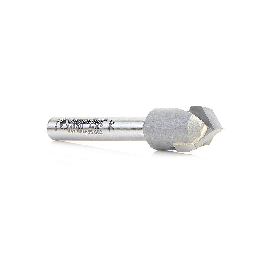 Amana 45703 Carbide Tipped "Zero Point" V-Groove 90 Deg x 1/2" Dia x 15/64" x 1/4" Shank