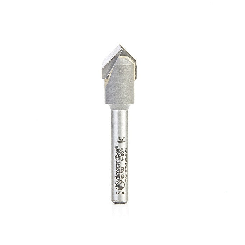 Amana 45703 Carbide Tipped "Zero Point" V-Groove 90 Deg x 1/2" Dia x 15/64" x 1/4" Shank