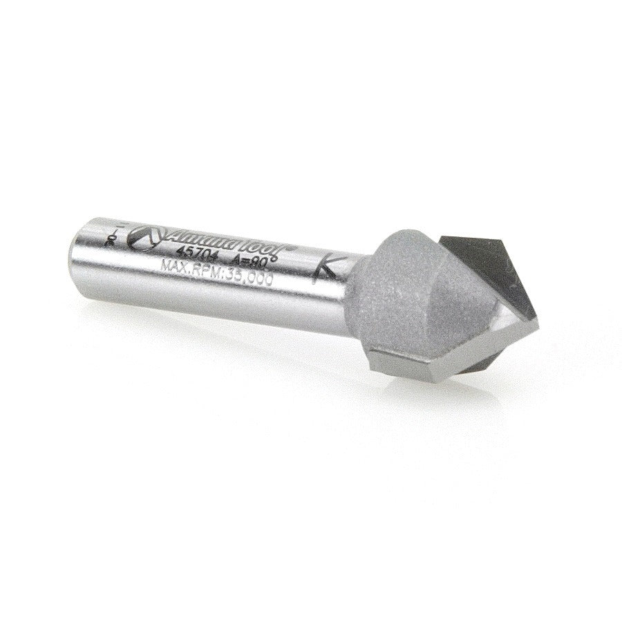 Amana 45704 Carbide Tipped V-Groove 90 Deg x 1/2" Dia x 1/4" x 1/4" Shank