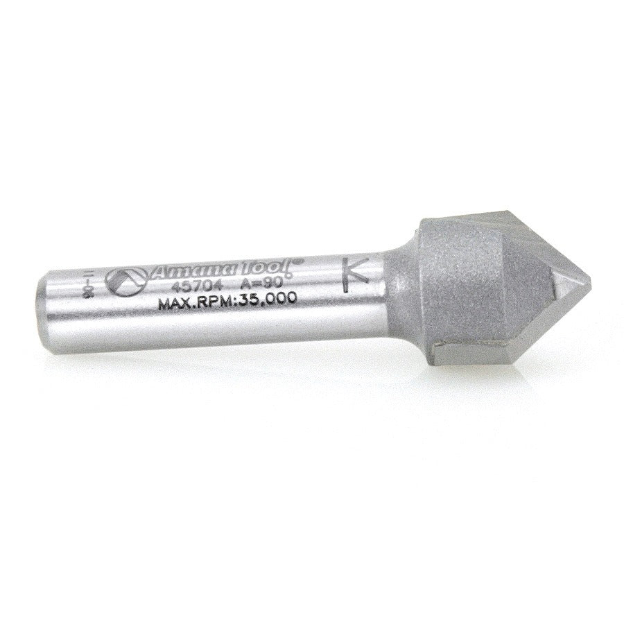 Amana 45704 Carbide Tipped V-Groove 90 Deg x 1/2" Dia x 1/4" x 1/4" Shank