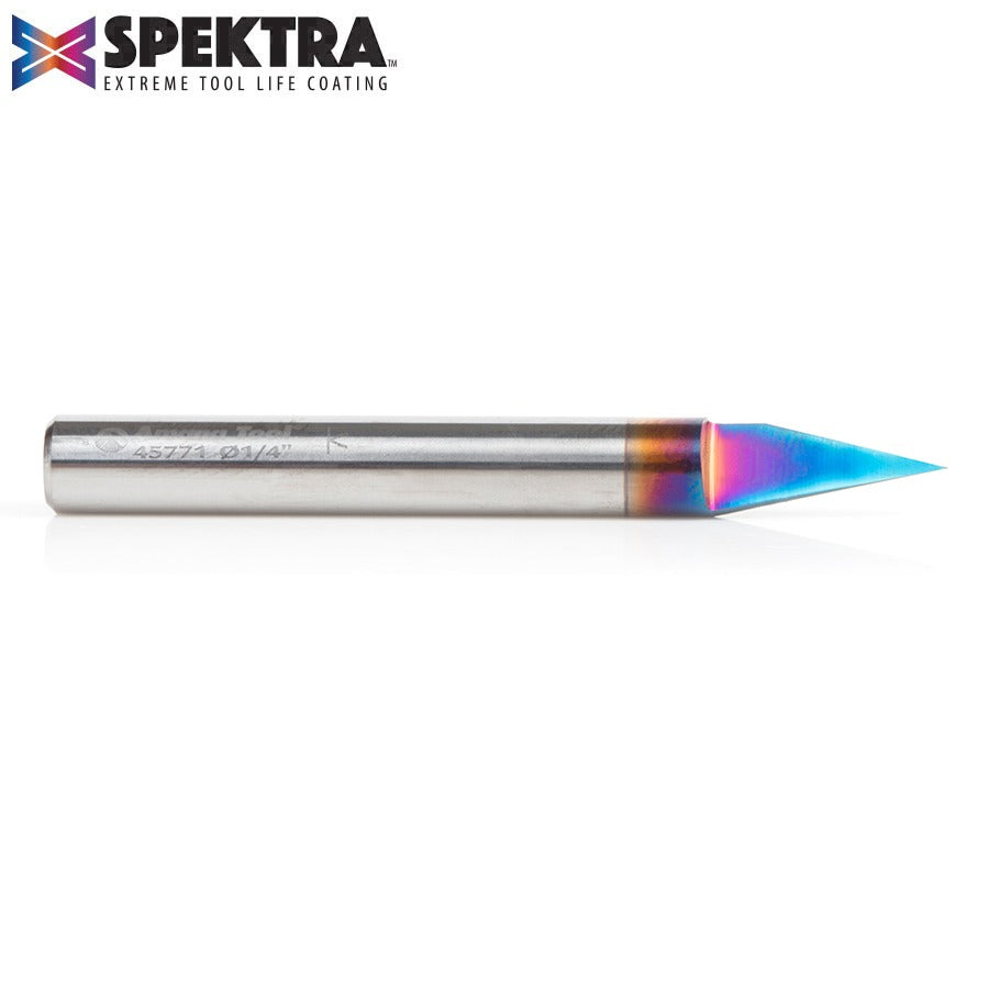 Amana 45771-K Solid Carbide 30 Degree Engraving 0.005 Tip Width x 1/4" Shank Signmaking Spektra™ Extreme Tool Life Coated Router Bit