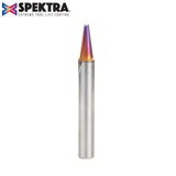 Amana 45780-K Solid Carbide V Groove Engraving 15 Deg x 3/16" Dia x 1/2" x 1/4" Shank Spektra™ Extreme Tool Life Coated Router Bit