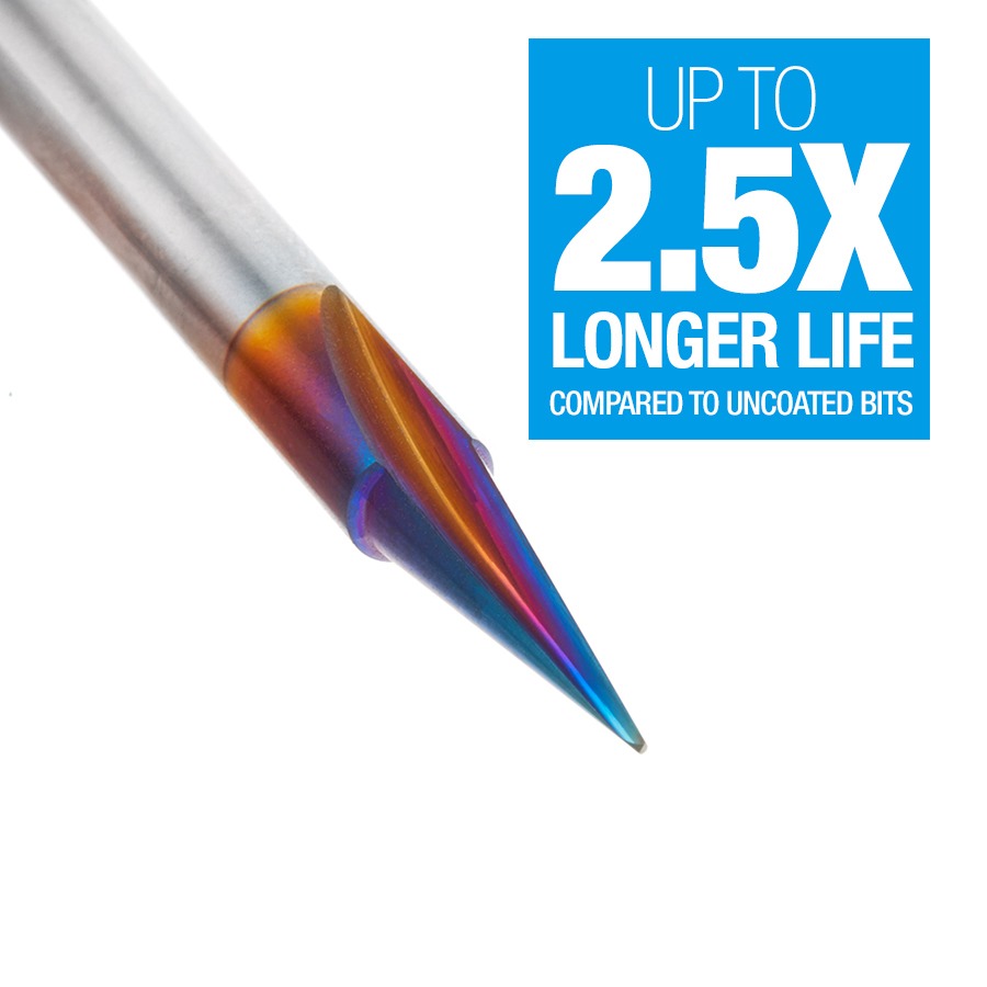 Amana 45783-K Solid Carbide Carving Liner 18 Deg x 1/4" Dia x 5/8" x 1/4" Shank x 1-Flute Spektra™ Extreme Tool Life Coated Router Bit