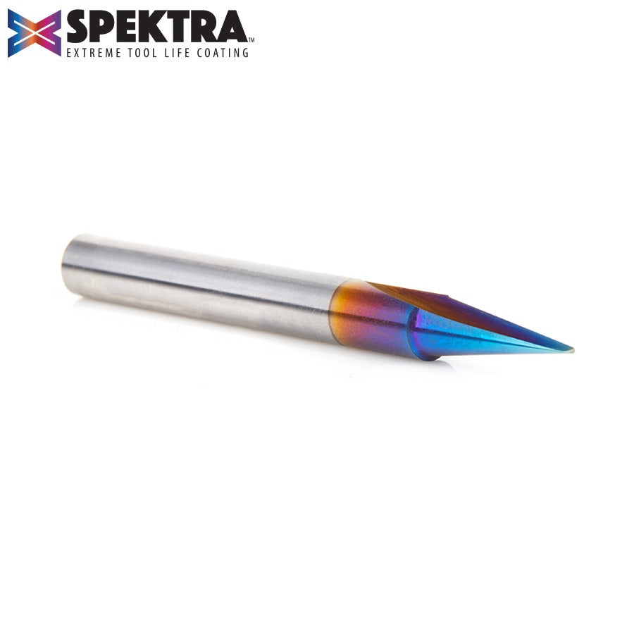 Amana 45783-K Solid Carbide Carving Liner 18 Deg x 1/4" Dia x 5/8" x 1/4" Shank x 1-Flute Spektra™ Extreme Tool Life Coated Router Bit