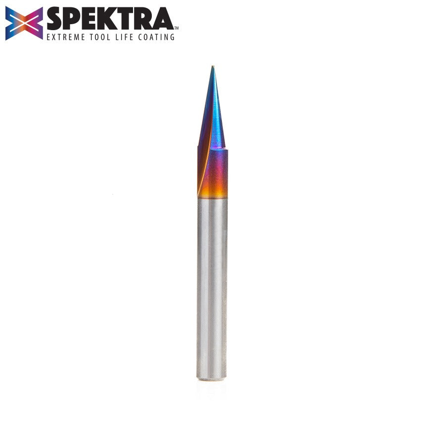 Amana 45783-K Solid Carbide Carving Liner 18 Deg x 1/4" Dia x 5/8" x 1/4" Shank x 1-Flute Spektra™ Extreme Tool Life Coated Router Bit