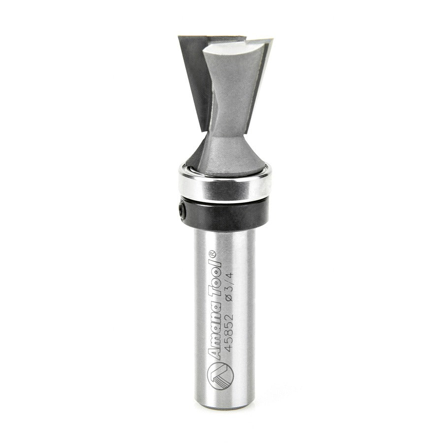 Amana 45852 Carbide Tipped Dovetail 14 Deg x 3/4" Dia x 3/4" x 1/2" Shank with Upper BB