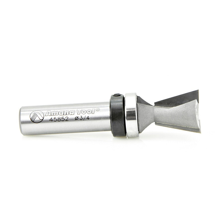Amana 45852 Carbide Tipped Dovetail 14 Deg x 3/4" Dia x 3/4" x 1/2" Shank with Upper BB