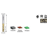 Amana 46097 Solid Carbide Spiral 1/4" Dia x 3/4" x 1/4" Shank x 2-1/2" Long Composite, Fiberglass & Phenolic Cutting ZrN Coated Down-Cut Router Bit
