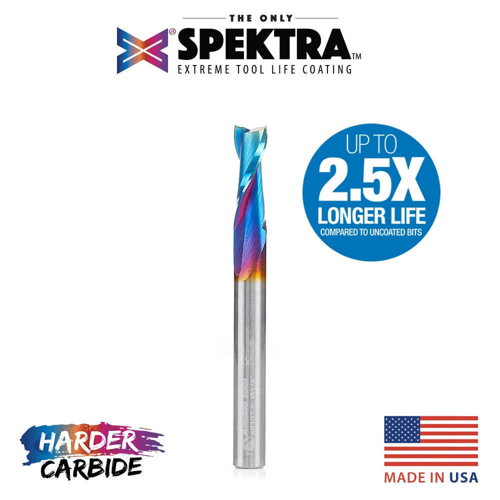 Amana 46102-K Solid Carbide Spektra™ Extreme Tool Life Coated Spiral Plunge 1/4" Dia x 3/4" x 1/4" Shank Up-Cut