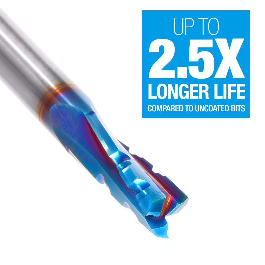 Amana 46151-K Solid Carbide CNC Spektra™ Extreme Tool Life Coated Spiral Phenolic, Resin and Composite with Chipbreaker 3/8" Dia x 1" x 3/8" Shank x 3" Long Slow Helix Up-Cut Router Bit