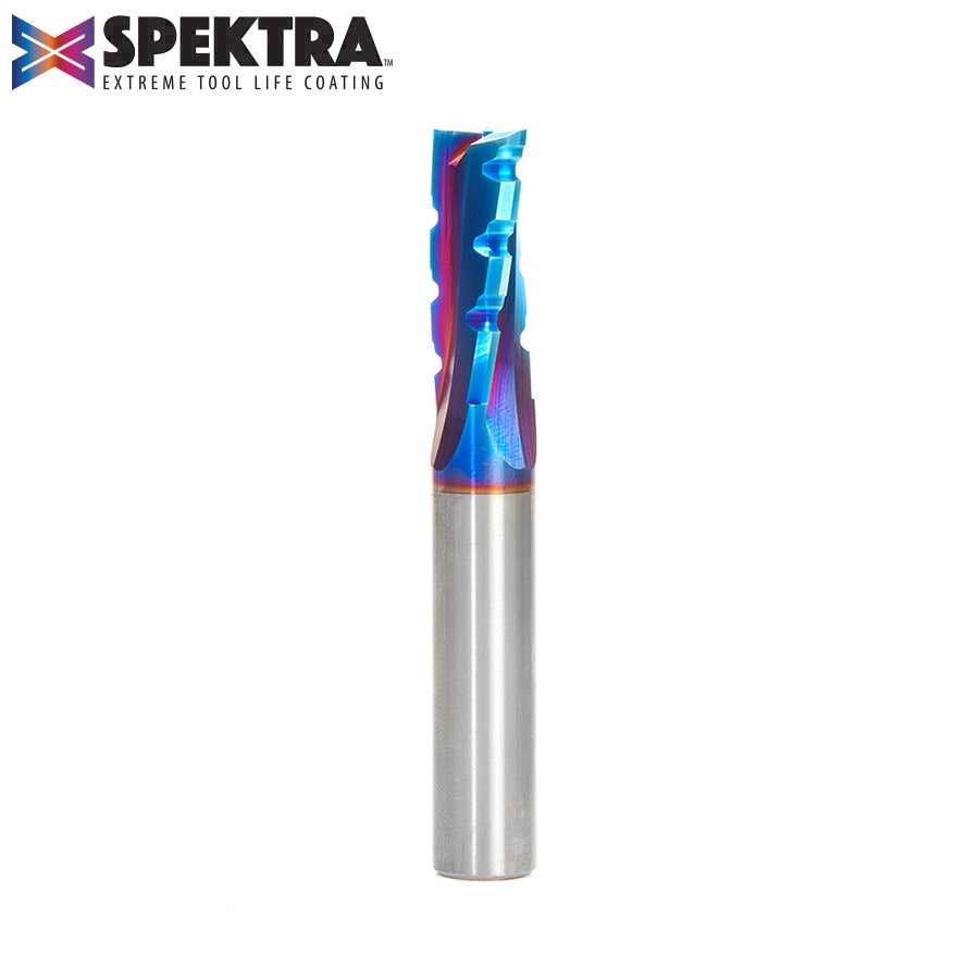 Amana 46153-K Solid Carbide CNC Spektra™ Extreme Tool Life Coated Spiral Phenolic, Resin and Composite with Chipbreaker 1/2" Dia x 1-1/4" x 1/2" Shank x 3-1/2" Long Slow Helix Up-Cut Router Bit