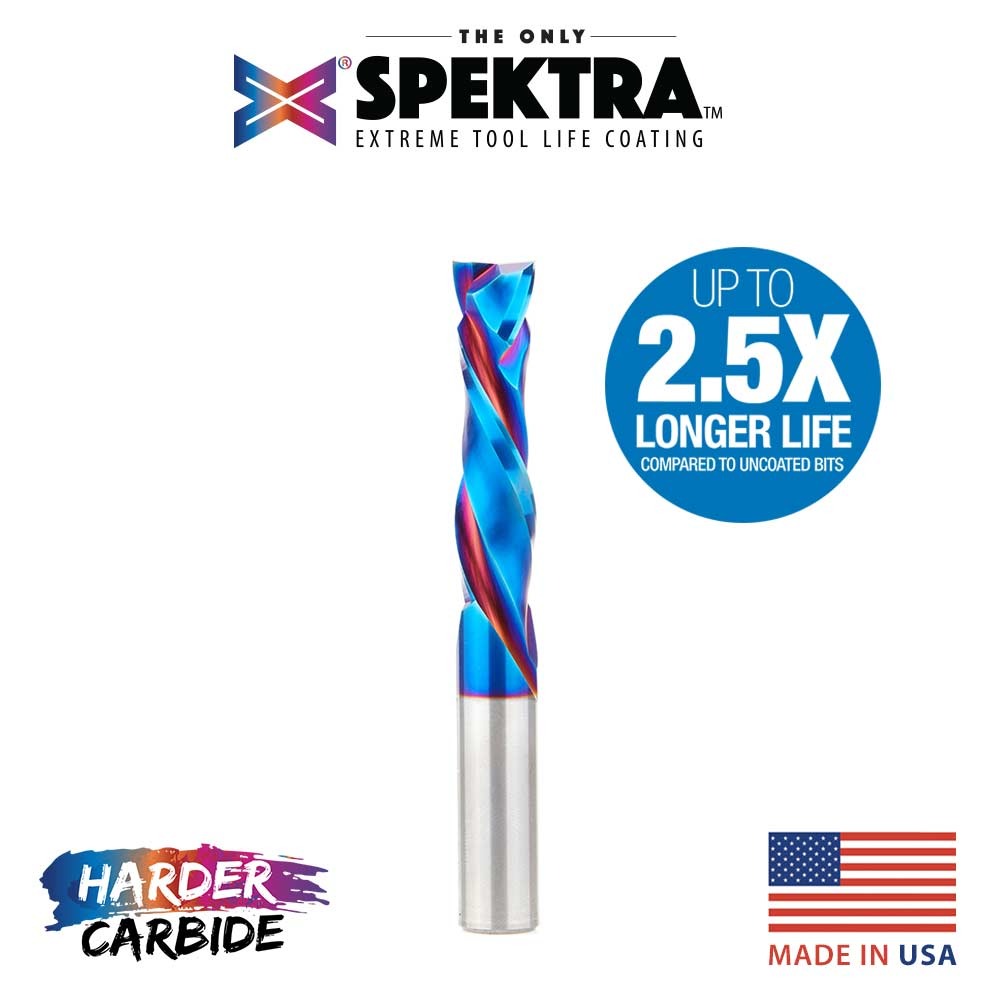Amana 46199-K CNC Solid Carbide Spektra™ Extreme Tool Life Coated Compression Spiral 1/2" Dia x 2" x 1/2" Shank