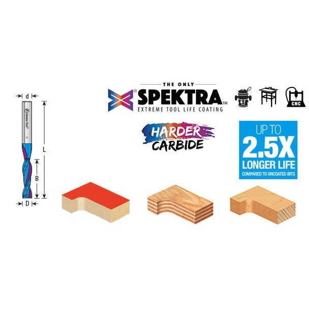 Amana 46227-K - Solid Carbide, Spektra, 1/8 Dia x 1/2 x 1/8 Inch Shank